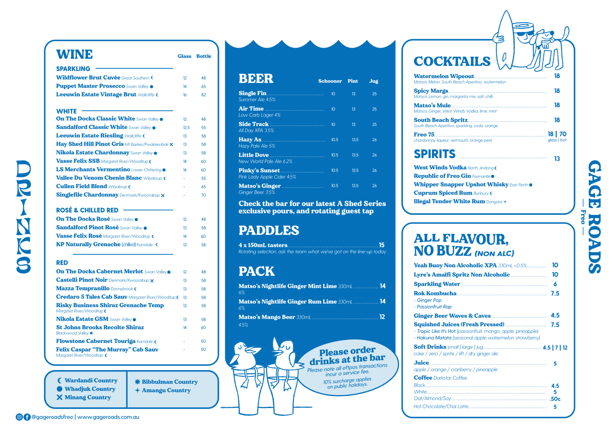 Menu - Gage Roads Brew Co